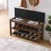 A Height-adjustable Long Shoe-changing Bench,made Of Natural Rubberwood,comes With A Comfortable Seat,concealed Storage Space And Large Storage Compartments. Features Natural Wood Grain.Brown_maomaolike.com