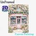 Floral Bookshop Painting Poster, Delicate Watercolor Pastel Pink Bookstore With Lush Blooming Flowers Poster, Warm Cozy Decor Ideal For Living Room_maomaolike.com