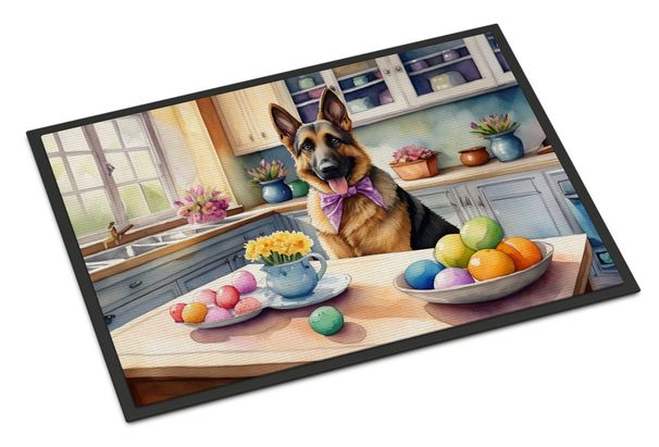 Decorating Easter German Shepherd Doormat Front Door Mat Indoor Outdoor Rugs For Entryway, Non Slip Washable Low Pile, 24H X 36W_maomaolike.com