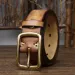 HOT 3.8cm Top Cowhide Fashion High Quality Genuine Leather Men Copper Buckle Strap for Male Wide Retro Belt_maomaolike.com