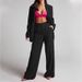 Women's Clothing Elegant Solid Color Split Sleeve Lapel Suit Pocket Straight Pants Suit_maomaolike.com