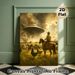 Cowboy & UFO Themed Painting Poster, Vintage Western Style Dramatic Rural Scene Poster, Unique Surreal Artwork Ideal For Living Room, Study Wall Decor_maomaolike.com