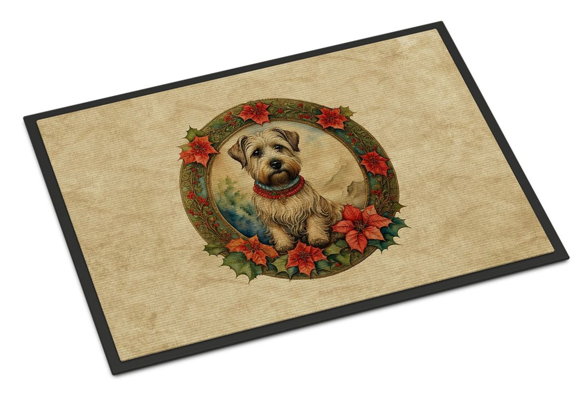 Glen Of Imaal Terrier Christmas Flowers Doormat Front Door Mat Indoor Outdoor Rugs For Entryway, Non Slip Washable Low Pile, 24H X 36W_maomaolike.com