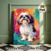 Shih Tzu Dog Painting Poster, Vibrant Abstract Brushstroke Style Poster, Captivating Canine Portrait Artwork, Ideal For Living Room, Bedroom And Pet_maomaolike.com