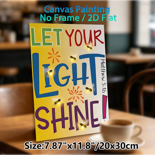 Let Your Light Shine Scripture Painting Poster, Vibrant Colorful Typography With Glowing Fireflies Poster, Uplifting Religious Message Ideal For Home_maomaolike.com