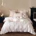 French Princess Style Pure Lace Four-Piece Set Washed Cotton Floral Duvet Cover Bed Sheet Girly Bedding_maomaolike.com