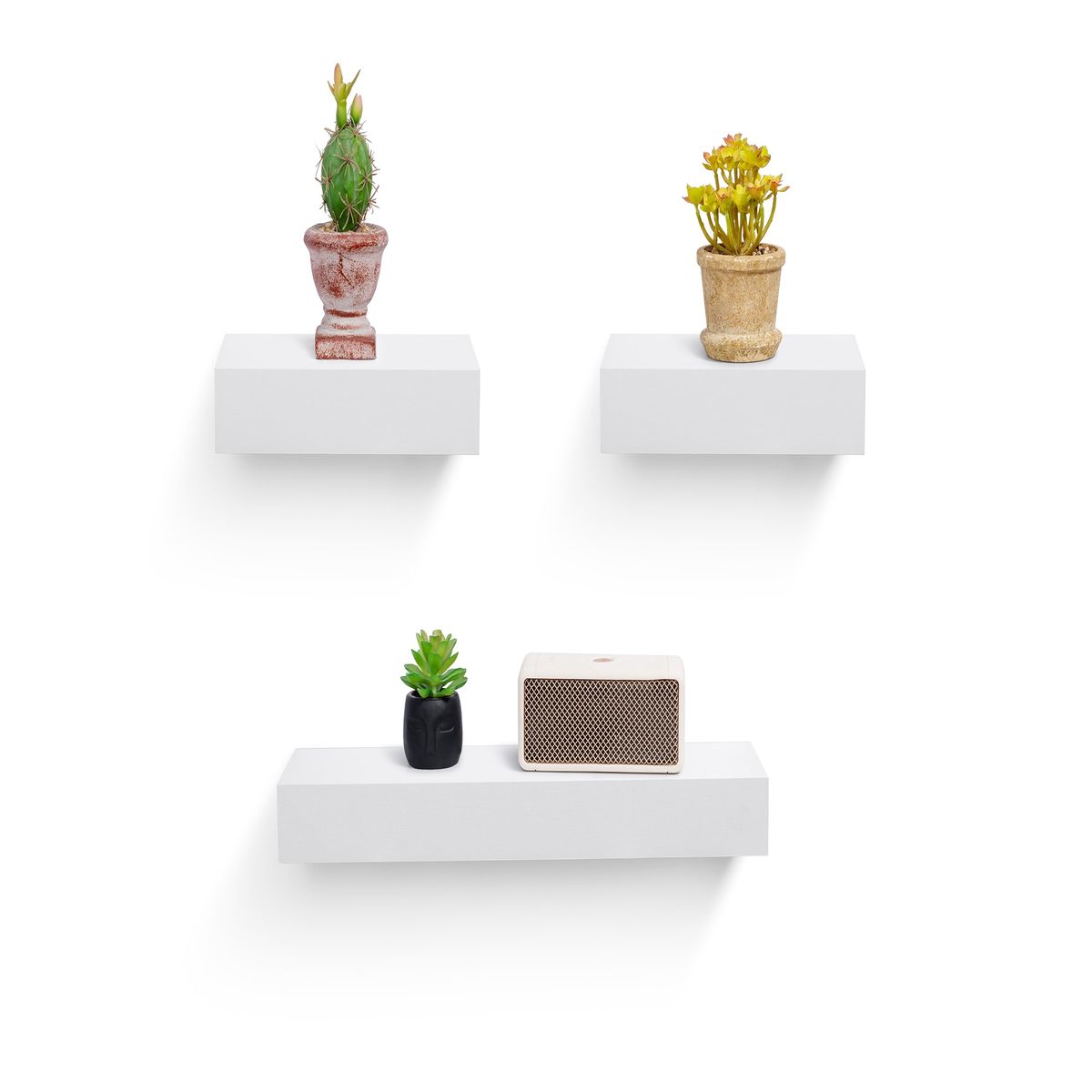 Floating Shelves 17.72" Wall Mounted Wood Shelves For Bathroom, Bedroom, Living Room, Kitchen, Hanging Shelf For Books/Storage/Decor With Invisible Brackets, White_maomaolike.com