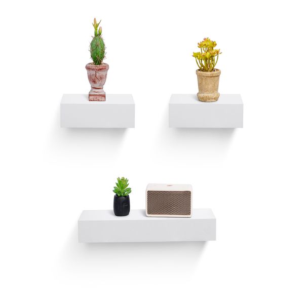 Floating Shelves 17.72" Wall Mounted Wood Shelves For Bathroom, Bedroom, Living Room, Kitchen, Hanging Shelf For Books/Storage/Decor With Invisible Brackets, White_maomaolike.com