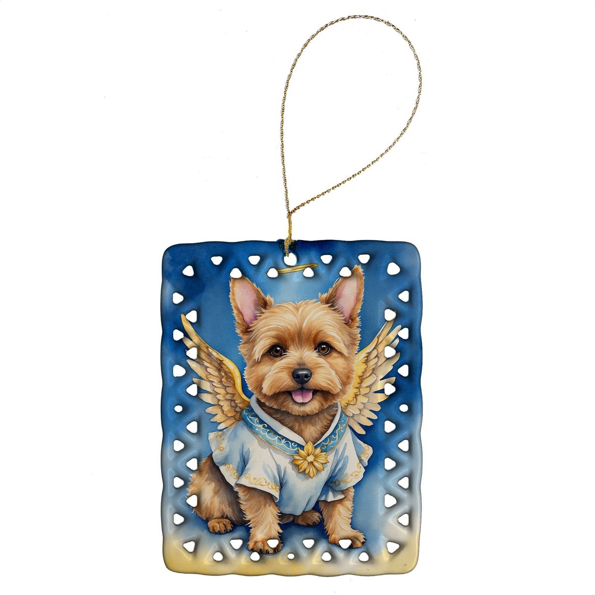 Norwich Terrier My Angel Porcelain Ornament Christmas Tree Hanging Decorations For Home Christmas Holiday, Rectangle, Gift, Multicolor_maomaolike.com