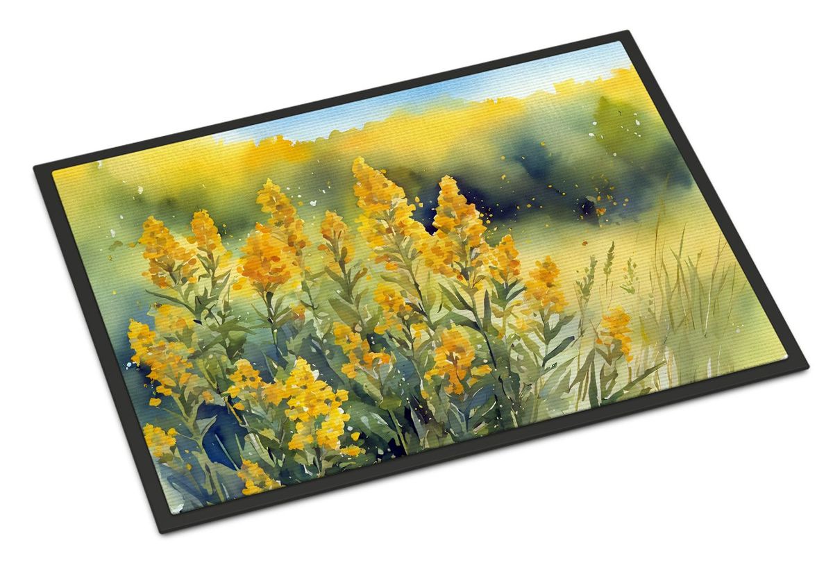Nebraska Goldenrod In Watercolor Doormat Front Door Mat Indoor Outdoor Rugs For Entryway, Non Slip Washable Low Pile, 24H X 36W_maomaolike.com