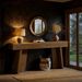 Console Table, Farmhouse Narrow Entryway Table Behind The Couch_maomaolike.com