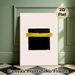Minimalist Abstract Geometric Painting Poster, Bold Black Brushstroke Square With Yellow Stripe Poster, Sleek Modern Wall Decor Ideal For Living Room_maomaolike.com