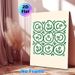 Smiley Face Painting Poster, Minimalist Line Art Poster, Green Cute Smiley Faces With Tiny Leaves, Cheerful Simple Decor Idea For Living Room_maomaolike.com