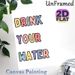 Drink Your Water Themed Painting Poster, Pastel Color Cartoon Lettering Poster, Gentle Daily Reminder Ideal For Kitchen And Living Room Wall Decor_maomaolike.com