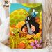 Autumn Forest Mole & Bees Painting Poster, Vibrant Cartoon-style Poster, Cute Woodland Creatures Gathering Acorns In Warm Autumn Foliage, Cheerful_maomaolike.com