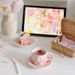 Pink Tulip Ceramic Coffee Cup, Plate, Girl's Gift, Hand Held, High Aesthetic Value, Home Use_maomaolike.com