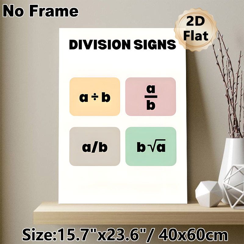 Division Signs Math Educational Painting Poster, Pastel-colored Minimalist Poster, Clear Division Symbols Display To Aid Math Notation Learning_maomaolike.com