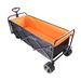 Big Large Capacity Folding Cart Extra Long Extender Wagon Cart Folding Wagon Garden Shopping Beach Cart (black + Orange)_maomaolike.com