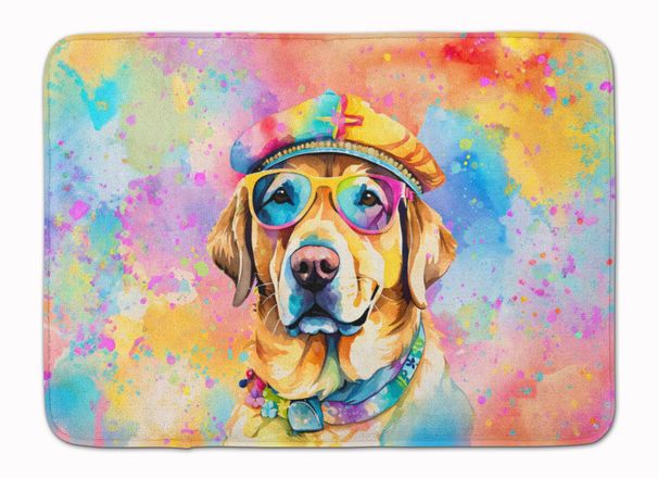 Yellow Labrador Hippie Dawg Memory Foam Kitchen Mat Machine Washable Anti-Fatigue Mat Cushion Comfort Bath Mat Or Kitchen Rug_maomaolike.com