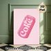 Diet Coke Can Painting Poster, Pastel Pink Retro Cartoon Style Poster, Eye-catching Beverage-themed Wall Decor Ideal For Bedroom, Living Room, Kitchen_maomaolike.com