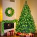 6FT Grass Green Christmas Tree, Large Branches Pine Tree, Pre-Lit Set With Tree & Garland & Wreath, Artificial Christmas With Pine Cones, Hinged Xmas Tree , For Holiday Party Ofiice Home_maomaolike.com