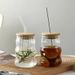 YWDL 1/2pcs 500ml Glass Tumblers Cups Straw Mason Jar Clear Juice Coffee Milk Cup With Bamboo Lids Drinkware_maomaolike.com