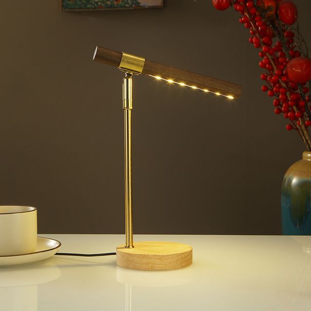 USB Night Bedroom Sleep Lamp Black Walnut Beech Wood Metal LED Warm Light 180°Rotatable Night Light_maomaolike.com