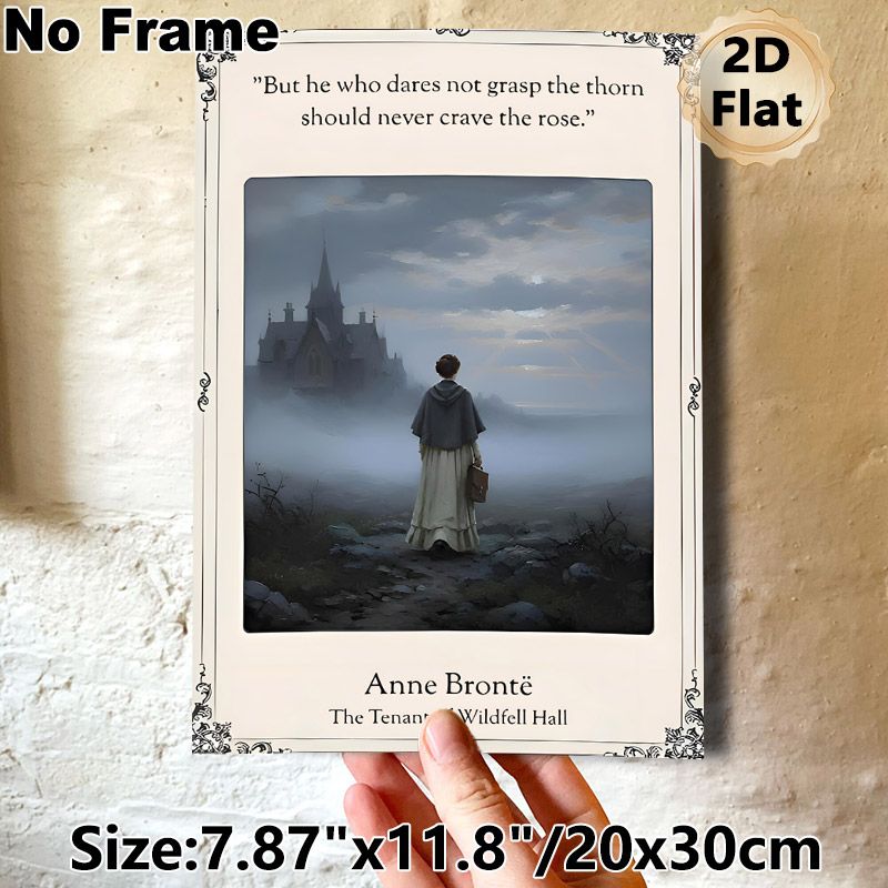 Anne Brontë Literary Quote Painting Poster, Moody Misty Gothic Manor Scene Poster, Inspirational Classic Literature Decor Idea For Home Study, Library_maomaolike.com