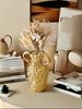 1PC Bump Design Art Contemporary Style Threaded Ceramic Vase Gold Fillable Water Ornament Flower Arrangement Vase_maomaolike.com