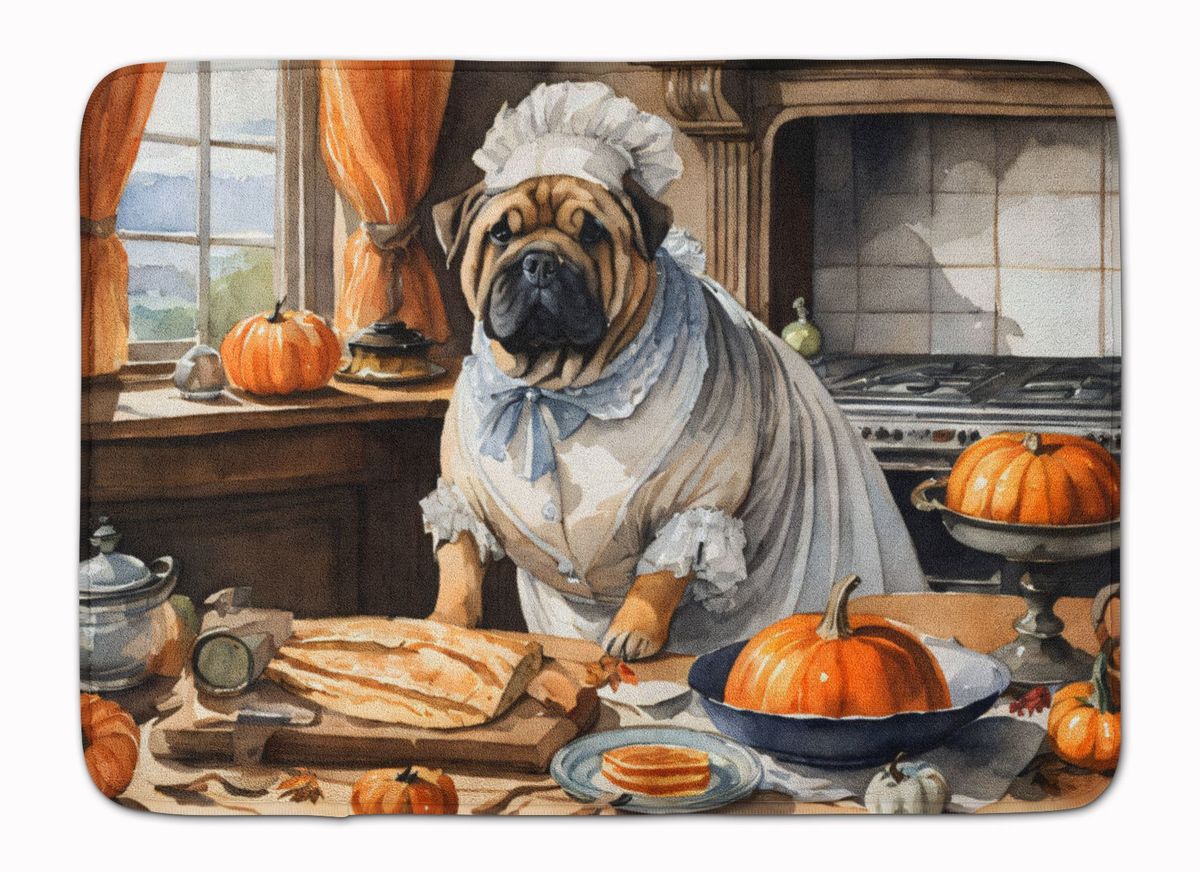 Shar Pei Fall Kitchen Pumpkins Memory Foam Kitchen Mat Machine Washable Anti-Fatigue Mat Cushion Comfort Bath Mat Or Kitchen Rug_maomaolike.com