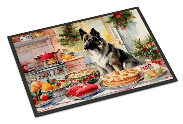 Norwegian Elkhound Christmas Cookies Doormat Front Door Mat Indoor Outdoor Rugs For Entryway, Non Slip Washable Low Pile, 24H X 36W_maomaolike.com