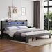 Bed Frame King Size, Wood Platform Bed Frame With Storage LED Light Headboard And 2 USB , Noise Free,No Box Spring Needed And Easy Assembly Tool,Large Under Bed Storage,Black_maomaolike.com