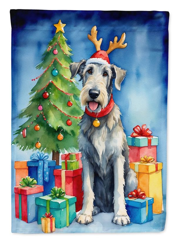 Irish Wolfhound Christmas Reindeer House Flag Large Porch Sleeve Pole Decorative Outside Yard Banner Artwork Wall Hanging, Polyester, House Size, Multicolor_maomaolike.com