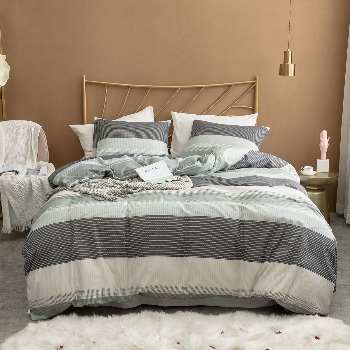 Home Textile Bedding Three Piece Set Brushed Printed Quilt Set_maomaolike.com