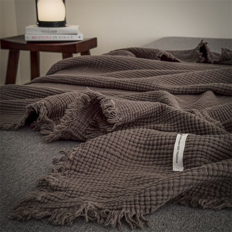 100% Cotton Knitted Tassel Sofa Throw Class A Baby And Toddler Grade High-end Office Nap Blanket_maomaolike.com