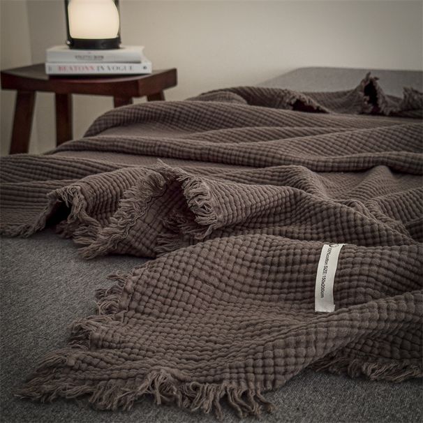 100% Cotton Knitted Tassel Sofa Throw Class A Baby And Toddler Grade High-end Office Nap Blanket_maomaolike.com