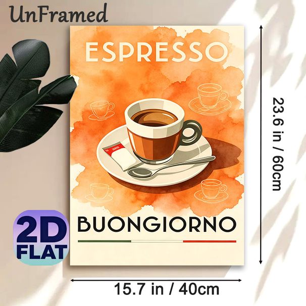 Espresso Themed Painting Poster, Warm Watercolor-style Coffee Cup Scene Poster, Charming Morning-inspired Decor Ideal For Cafes And Kitchen Walls_maomaolike.com