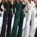 Women's long skirt jumpsuit slanted placket mid-waist temperament commuting jumpsuit_maomaolike.com