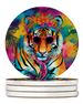 Hippie Animal Bengal Tiger Large Sandstone Coasters Pack Of 4 Absorbent Round Coasters Decor Gifts For Men Or Women, 4 In, Multicolor_maomaolike.com
