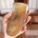 Natural Yellow Ox White Yak Horn Thickened Portable Special Women's Dense Teeth Massage Comb Engraved Long Hair_maomaolike.com