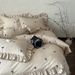 Wholesale French Embroidery Bowknot Full Satin Brushed Four-Piece Princess Style Pleated Lace Pure Cotton 4-Piece Set_maomaolike.com