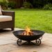 24 Inch Heavy-Duty Metal Fire Pit Bowl Outdoor Wood-Burning Firepit With Handles_maomaolike.com