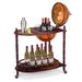 Vintage Globe Rolling Wine Bar Cart With Extra Shelf_maomaolike.com