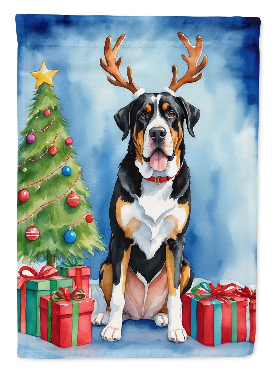 Greater Swiss Mountain Dog Christmas Reindeer Garden Flag Mailbox Flag Decorative Yard Flag Banner Outside Patio Artwork Yard Flower Beds, Garden Size, Multicolor_maomaolike.com