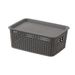 Plastic Hollow Woven For Toys And Books, Desktop Checkered Design With Bamboo Lid, Stackable Storage Basket Wholesale_maomaolike.com