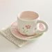 Pink Flower Sea Coffee Cup Plate Ins Style Korean Ceramic Set Hand-painted Cute Girl Heart Afternoon Tea_maomaolike.com