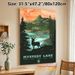 Mystery Lake Outdoor Landscape Painting Poster, Vibrant Retro-style Scenic Lake & Mountain With Deer Silhouette Poster, Rustic Natural Touch Ideal For_maomaolike.com