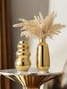 Modern Minimalist Creative Gold-plated Ceramic Vase, Living Room Desktop Flower Arrangement Vase, Room Decoration Ornament_maomaolike.com