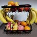 2 Tier Fruit Storage Basket Countertop For Kitchen, Bread Vegetable Fruit Basket Bowl Stand Detachable Metal Rectangular Wire Basket, Black Large Size_maomaolike.com