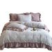 French High-End Printed Winter Milk Velvet Four-Piece With Fleece Lining, Thickened Princess Style Bedding Set_maomaolike.com